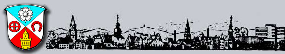 Wappen der Stadt Friedrichsdorf und gezeichnete Silhouette Friedrichsdo...