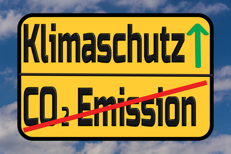 Bild Ortsschild weg von CO2 hin zu Klimaschutz ©clipdealer