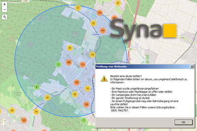 Syna Störungsmelder Straßenbeleuchtung