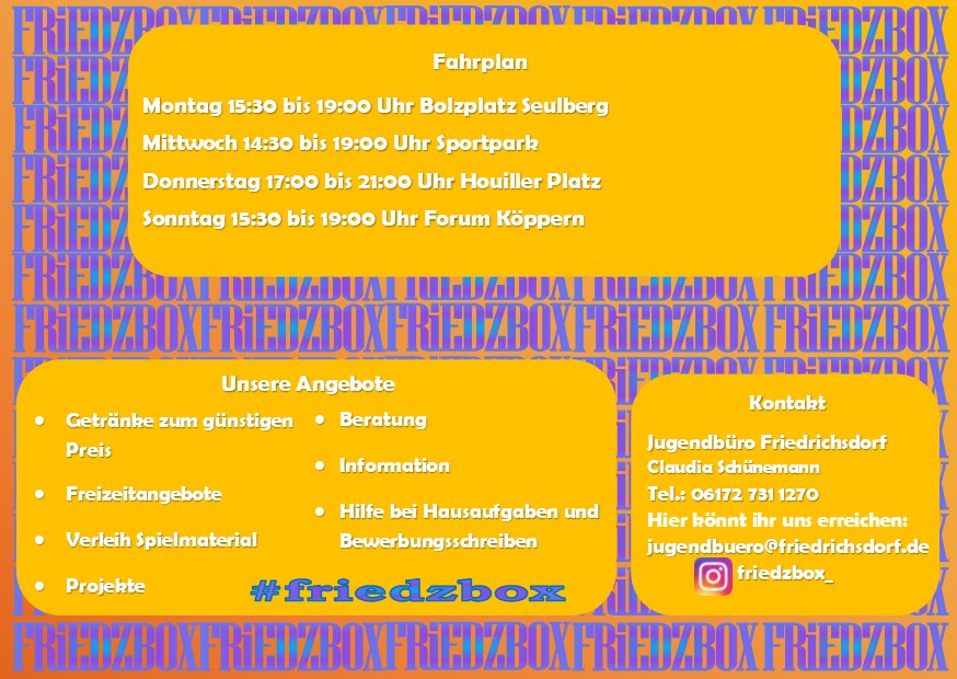 Fahrplan Friedzbox 2024