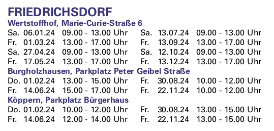 Termine Schadstoffsammlung in Friedrichsdorf 2024