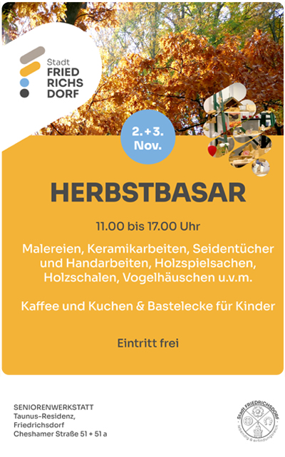 Herbstbasar der Seniorenwerkstatt am 2. + 3. November 2024